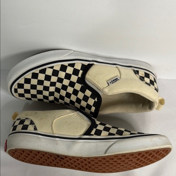 Vans Black and White Slip-On Sneakers Iconic Checkerboard - Picture 7 of 8